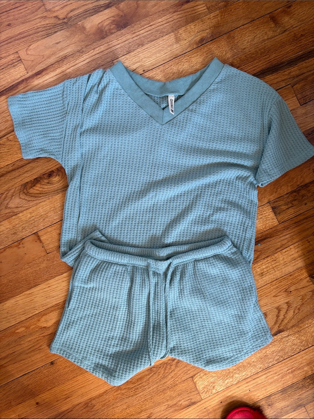 Light Blue woman’s Waffle Knit set